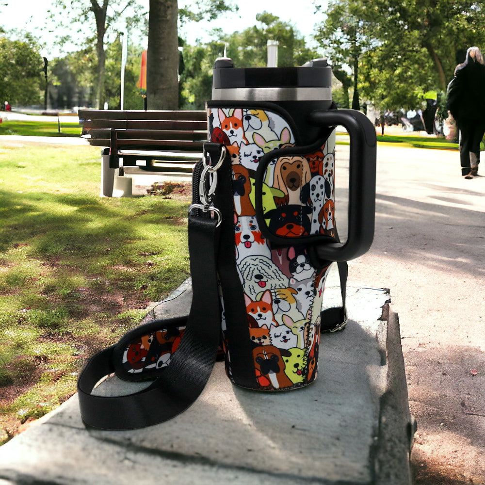 Tumbler Crossbody Holder Sling Bag | Dog Lover
