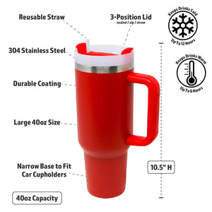 40oz Stainless Steel Insulated Mega Tumbler | Red