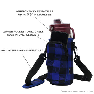 Cross Body Bag Bottle Holder | Blue Buffalo Plaid