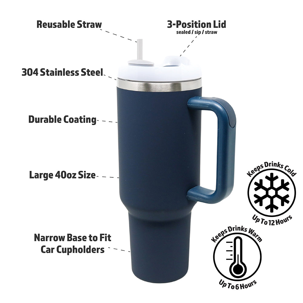 40oz Stainless Steel Insulated Mega Tumbler | Dark Blue
