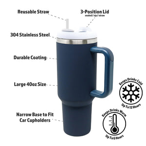 40oz Stainless Steel Insulated Mega Tumbler | Dark Blue
