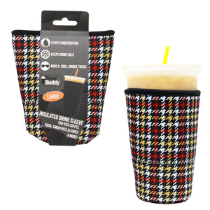 Insulated Iced Coffee & Drink Sleeve - Fall Houndstooth