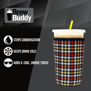 Insulated Iced Coffee & Drink Sleeve - Fall Houndstooth