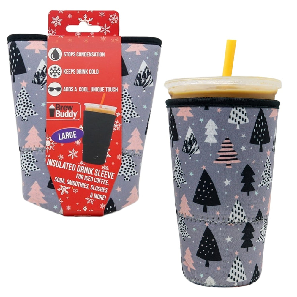 Insulated Iced Coffee & Drink Sleeve - Greyscale Trees