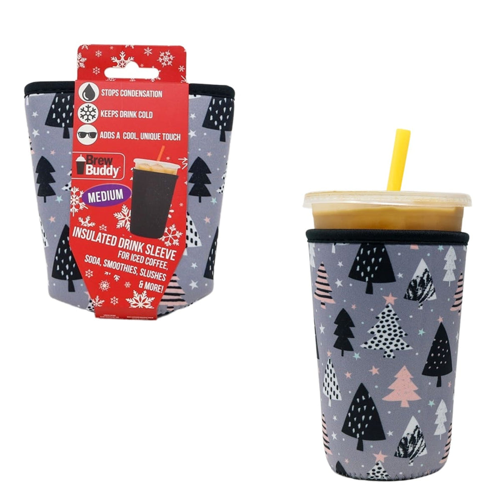 Insulated Iced Coffee & Drink Sleeve - Greyscale Trees