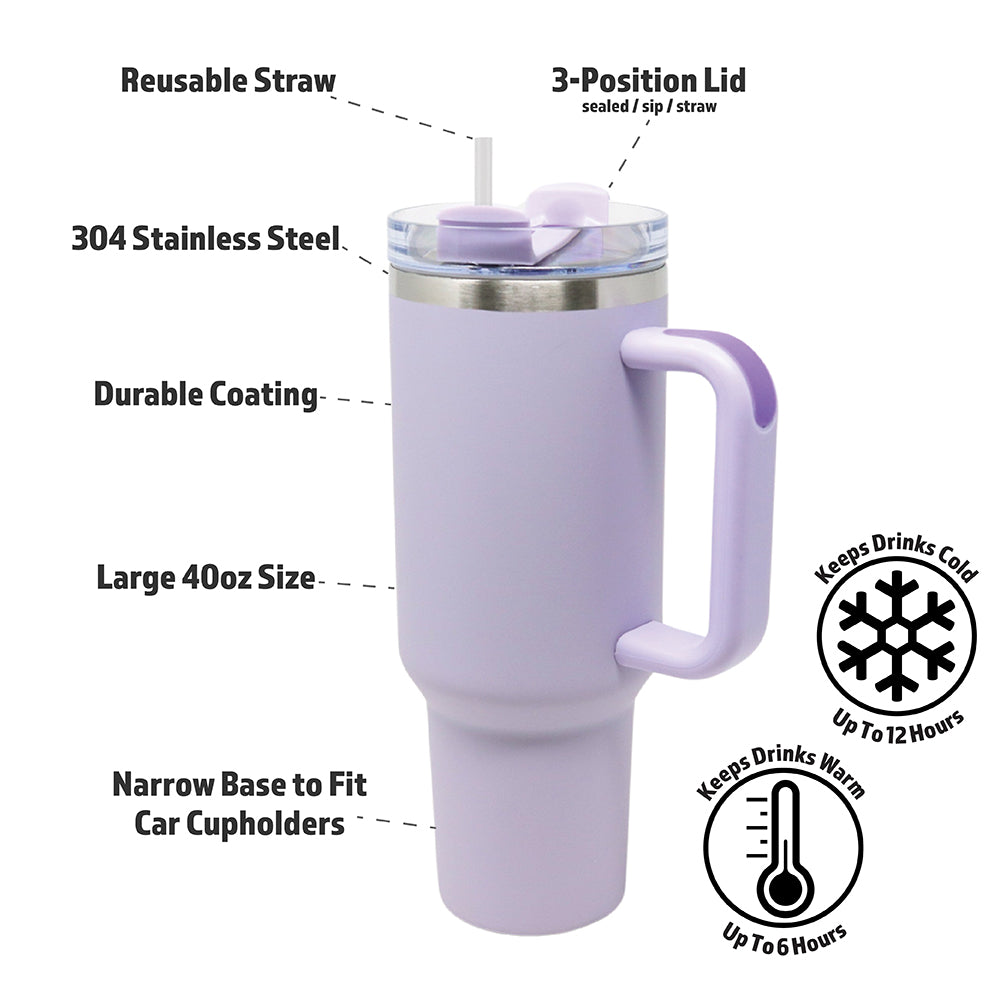 40oz Stainless Steel Insulated Mega Tumbler | Light Purple