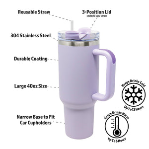 40oz Stainless Steel Insulated Mega Tumbler | Light Purple