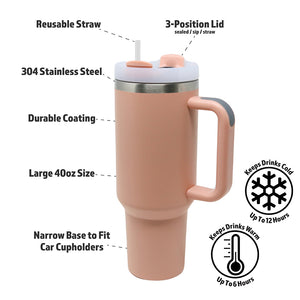 40oz Stainless Steel Insulated Mega Tumbler | Pink