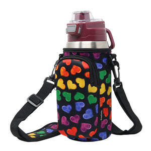 Cross Body Bag Bottle Holder | Rainbow Hearts