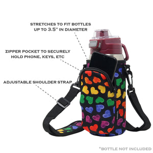 Cross Body Bag Bottle Holder | Rainbow Hearts