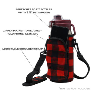 Cross Body Bag Bottle Holder | Red Buffalo Plaid