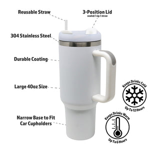 40oz Stainless Steel Insulated Mega Tumbler | White