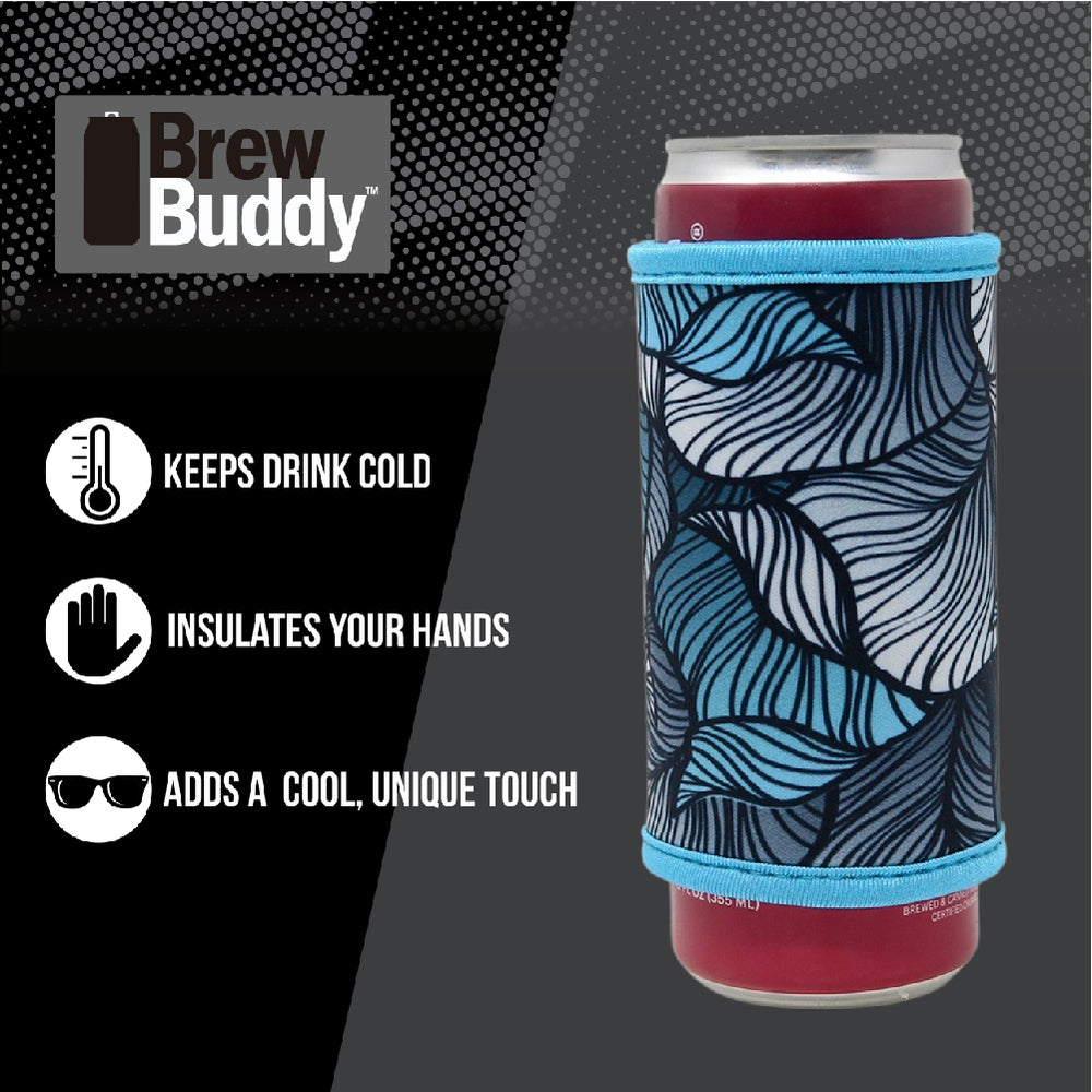 
            
                Load image into Gallery viewer, Insulated Skinny Can Drink Sleeve | Turquoise Leaves
            
        