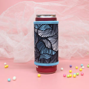 Insulated Skinny Can Drink Sleeve | Turquoise Leaves