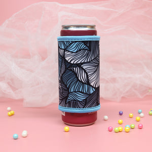 Insulated Skinny Can Drink Sleeve | Turquoise Leaves