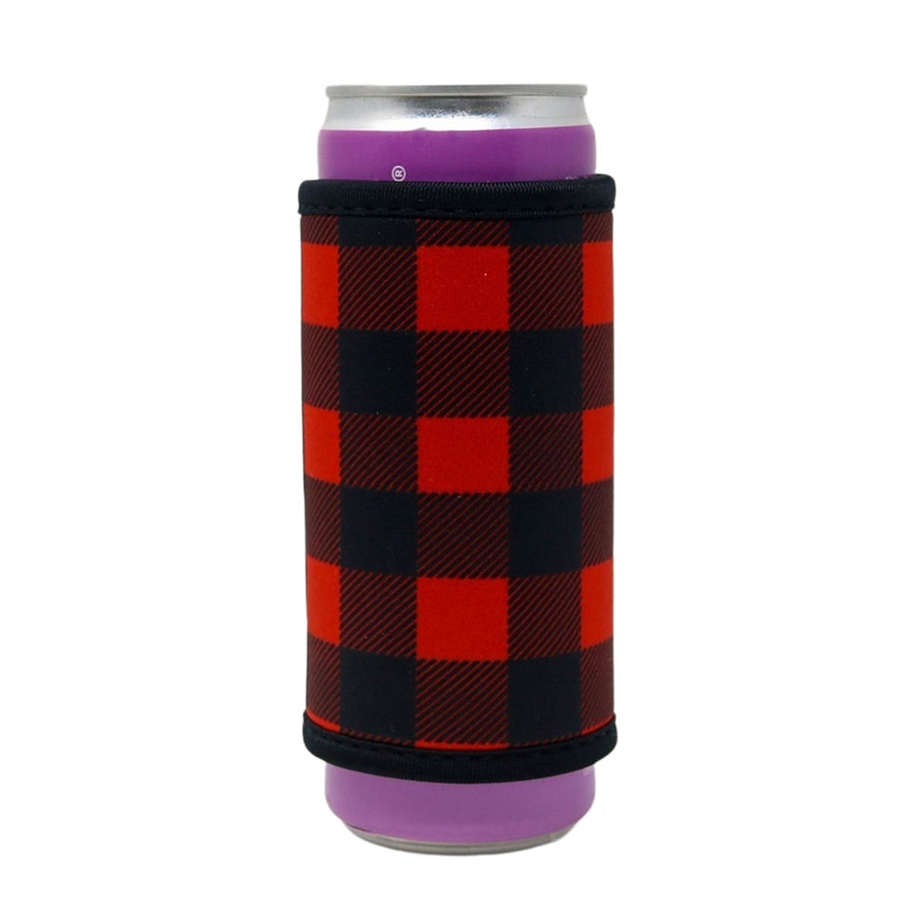 Insulated Skinny Can Drink Sleeve | Red Buffalo Plaid