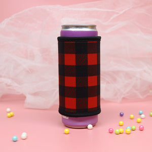 Insulated Skinny Can Drink Sleeve | Red Buffalo Plaid