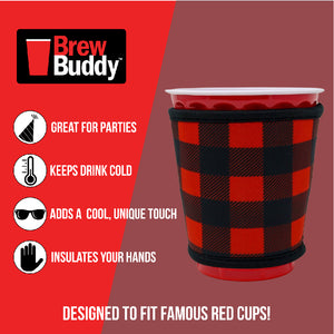 Insulated Red Cup Drink Sleeve | Red Buffalo Plaid