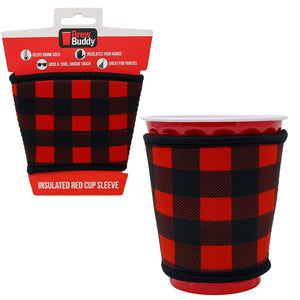 Insulated Red Cup Drink Sleeve | Red Buffalo Plaid