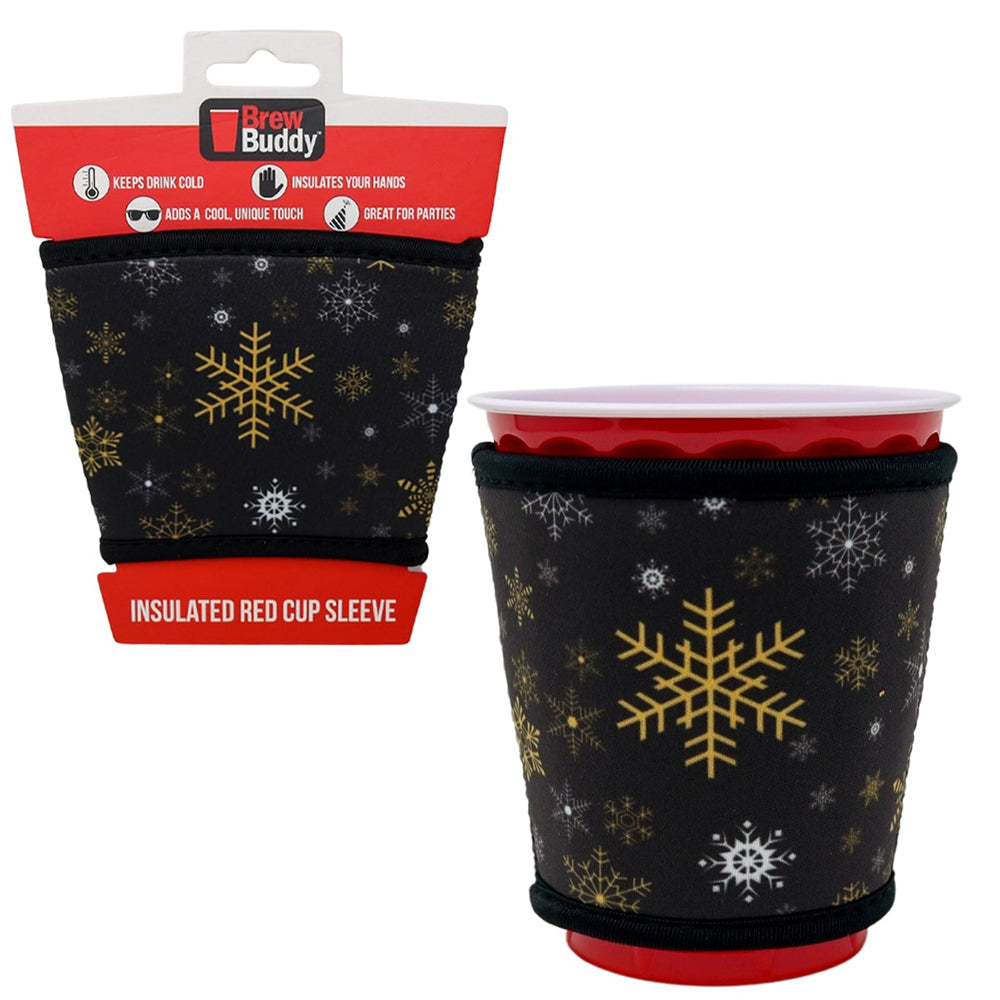 Insulated Red Cup Drink Sleeve | Snowflakes