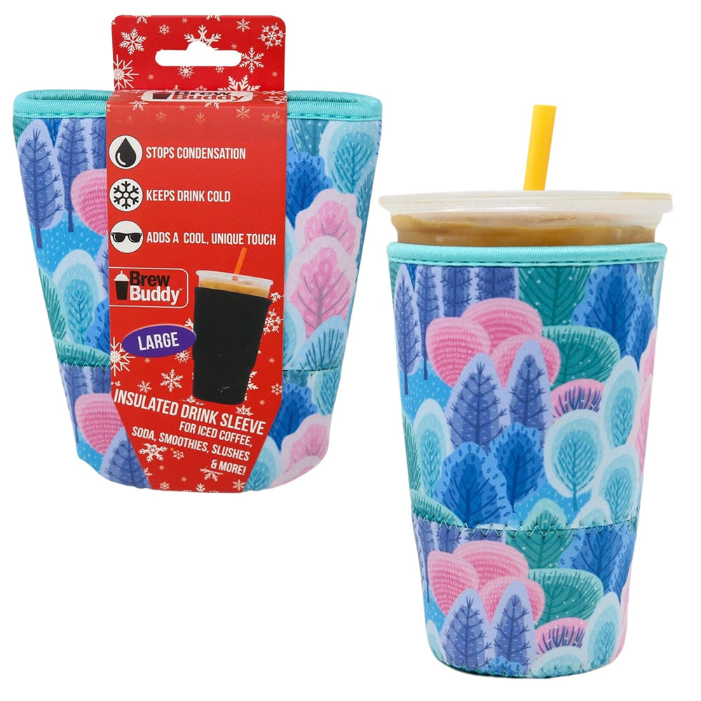 Insulated Iced Coffee & Drink Sleeve - Snowy Forest