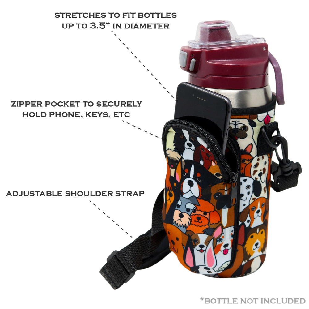 Water Bottle Carrier Bag Adjustable Shoulder Strap 40 Oz Bottles Sleeve  Pouch