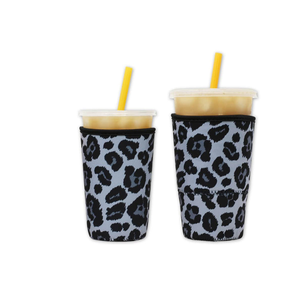 Insulated Iced Coffee & Drink Sleeve - Grey Leopard - Medium