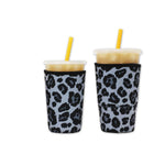 Insulated Iced Coffee & Drink Sleeve - Grey Leopard