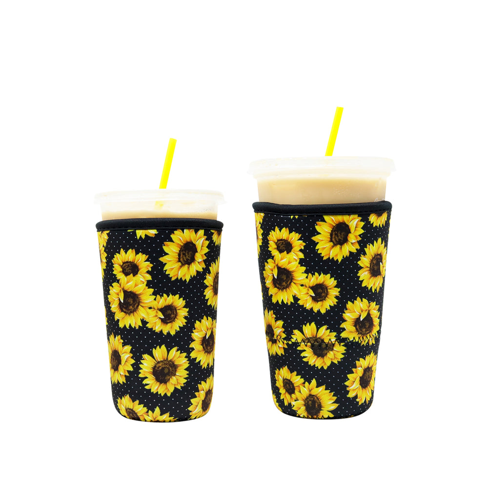 GoCuff Reusable Iced Coffee Insulator Sleeve Neoprene Holder - Royal Floral  - Large 