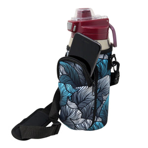 Cross Body Bag Bottle Holder | Turquoise Leaves