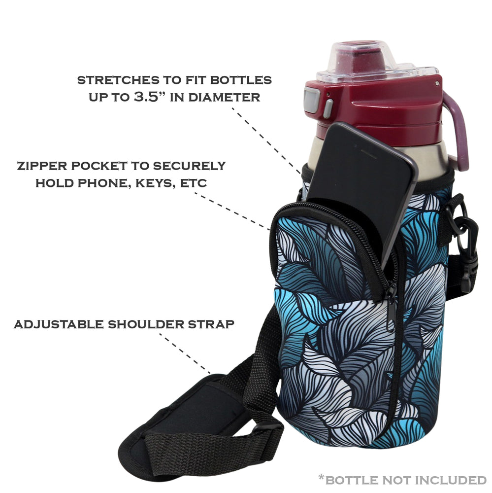 
            
                Load image into Gallery viewer, Cross Body Bag Bottle Holder | Turquoise Leaves
            
        