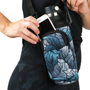 Cross Body Bag Bottle Holder | Turquoise Leaves