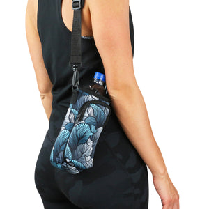 Cross Body Bag Bottle Holder | Turquoise Leaves