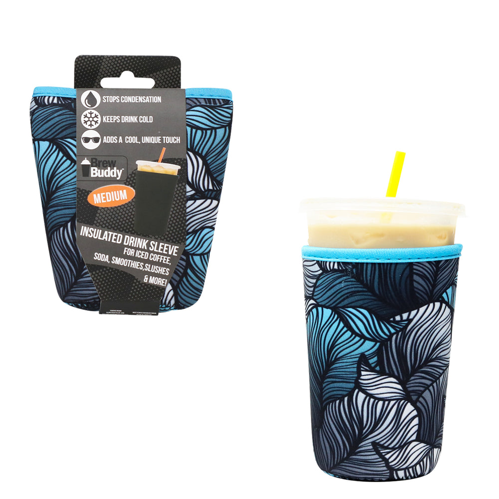 Insulated Iced Coffee & Drink Sleeve - Turquoise Leaves - Brew